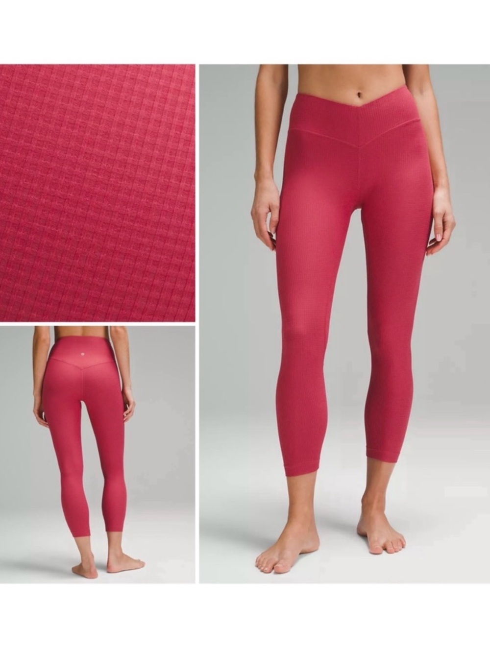Lululemon V-Waist Yoga Tight 25” Grid Texture Vintage Rose Size 8